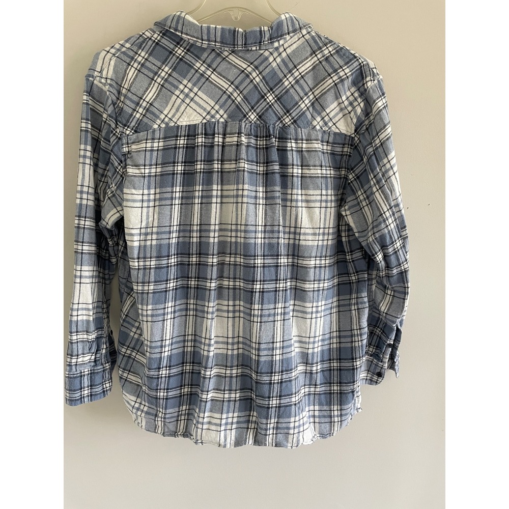 Eddie Bauer Womens‎ XXL Blue White Plaid Flannel Button Down Shirt Long Sleeve - Picture 2 of 5